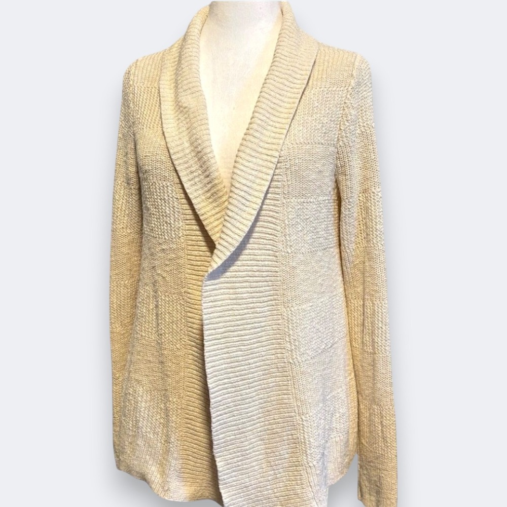 L.L. Bean Womens Open Front Sweater Cardigan Sz XS Cream Casual Timeless Rustic